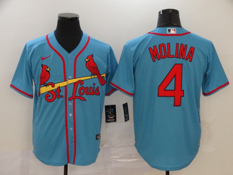 Men's St. Louis Cardinals #4 Yadier Molina Blue Cool Base Stitched MLB Jersey